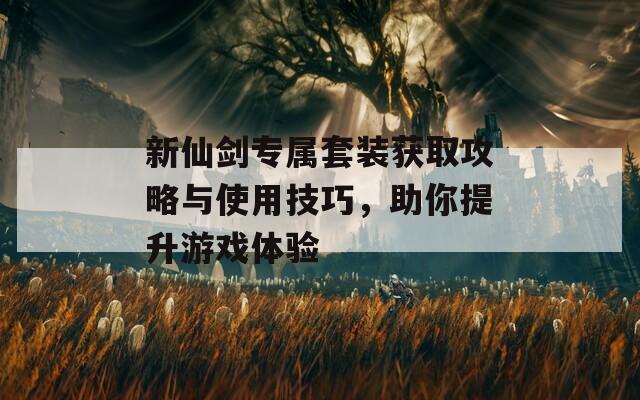 新仙剑专属套装获取攻略与使用技巧，助你提升游戏体验