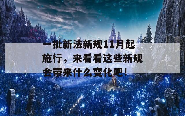 一批新法新规11月起施行，来看看这些新规会带来什么变化吧！