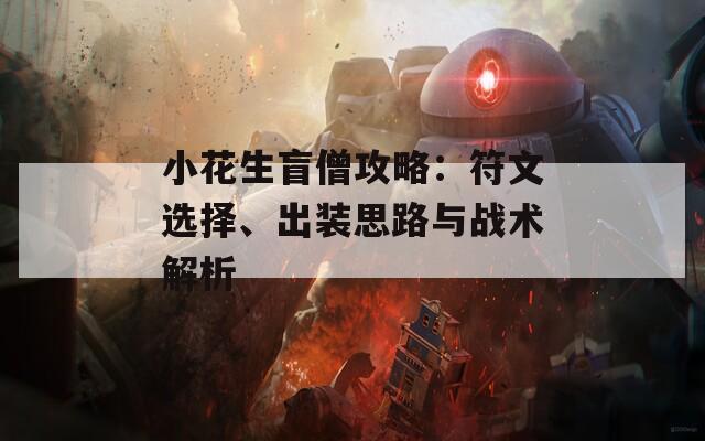 小花生盲僧攻略：符文选择、出装思路与战术解析