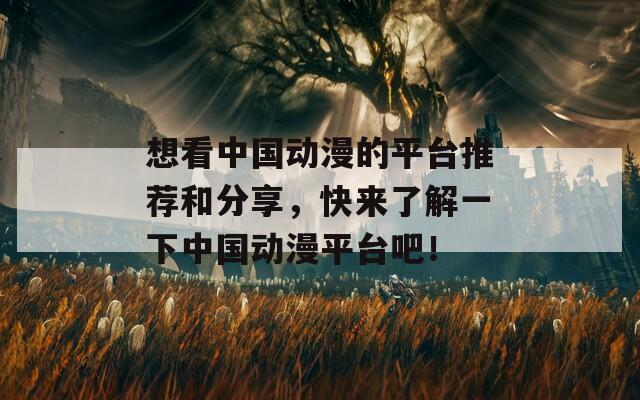 想看中国动漫的平台推荐和分享，快来了解一下中国动漫平台吧！