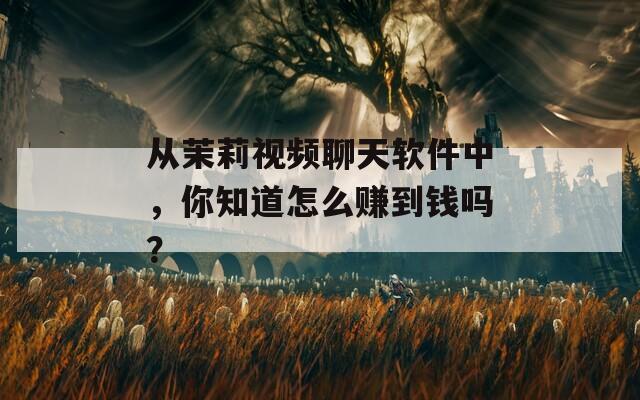 从茉莉视频聊天软件中，你知道怎么赚到钱吗？