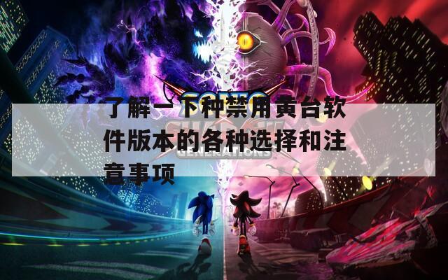 了解一下种禁用黄台软件版本的各种选择和注意事项