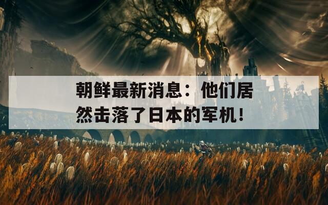 朝鲜最新消息：他们居然击落了日本的军机！
