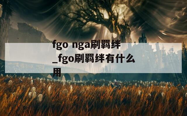 fgo nga刷羁绊_fgo刷羁绊有什么用