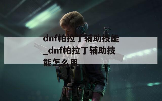 dnf帕拉丁辅助技能_dnf帕拉丁辅助技能怎么用