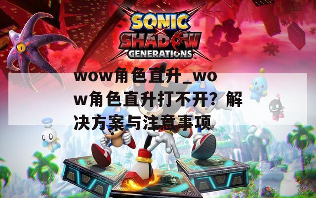 wow角色直升_wow角色直升打不开？解决方案与注意事项